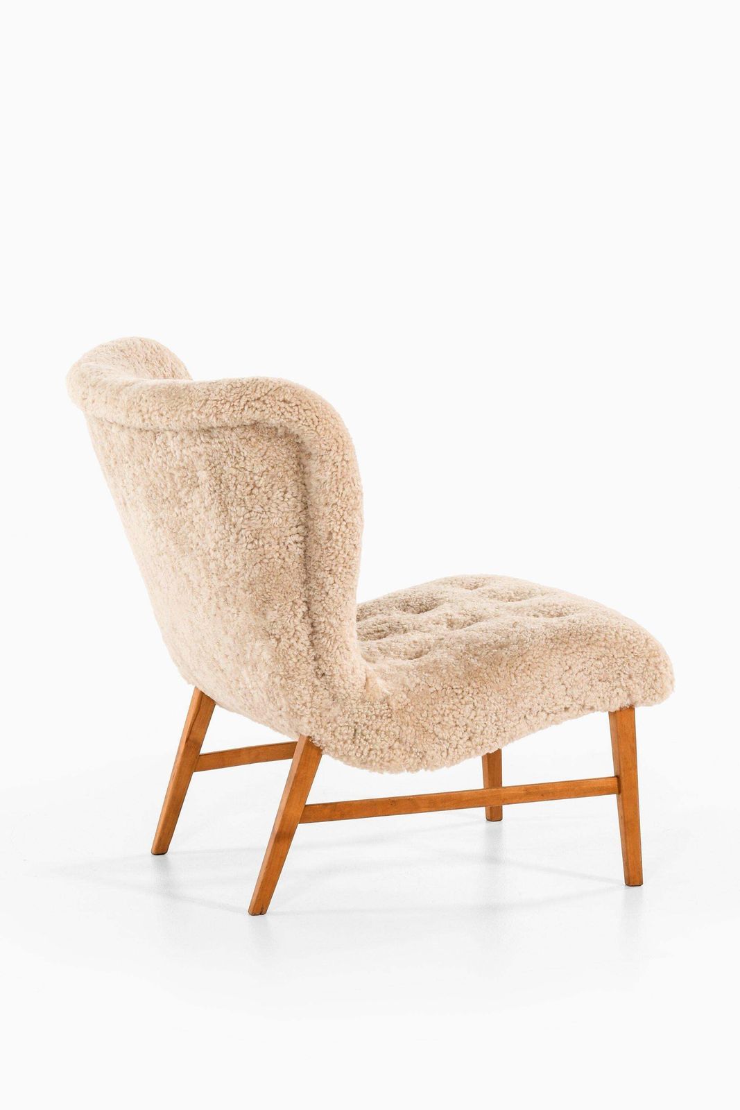 Easy Chairs In Beech & Reupholstered In Sheepskin By Erik Bertil Karlén, 1940's photo vinterior