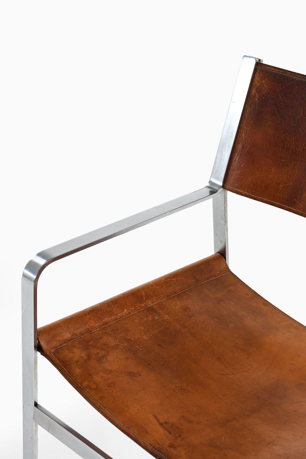Armchair In Steel And Original Leather By Hans Wegner, 1970s photo 7219.0