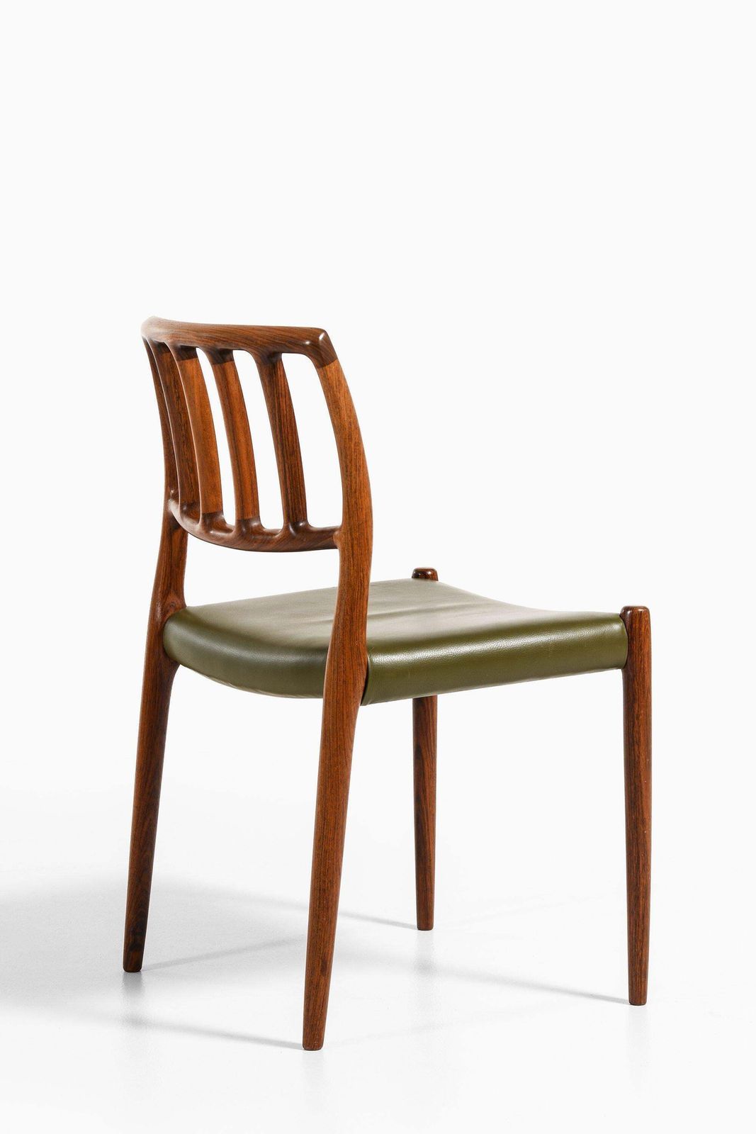 Set Of 8 Dining Chairs In Rosewood And Green Leather By Niels O. Møller, 1970's photo vinterior