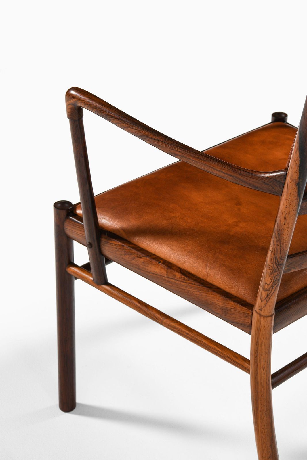 Armchair In Rosewood And Upholstered In Niger Leather By Ole Wanscher, 1960's photo vintage