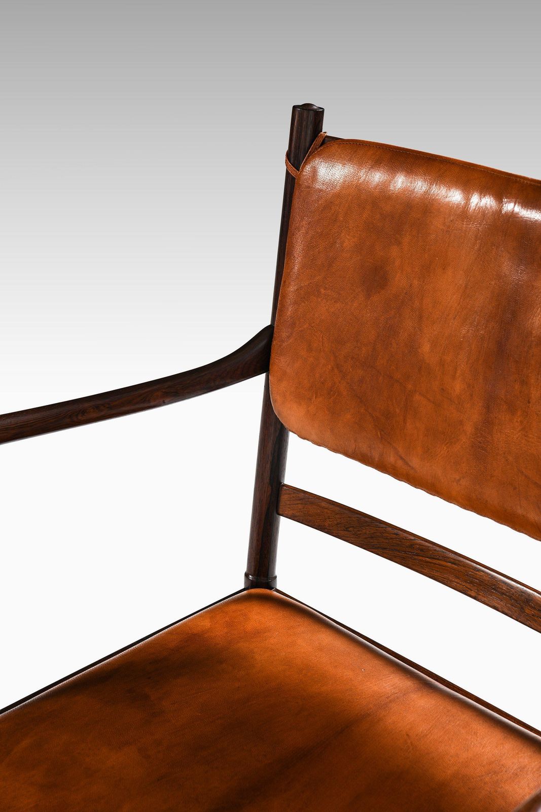 12740.0 Armchair In Rosewood And Upholstered In Niger Leather By Ole Wanscher, 1960's photo