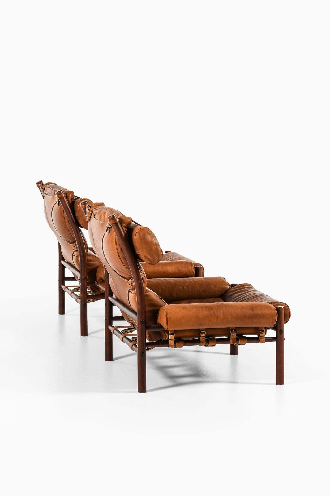 Pair Of Easy Chairs With Side Table In Beech And Leather By Arne Norell, 1960s photo 14863.0