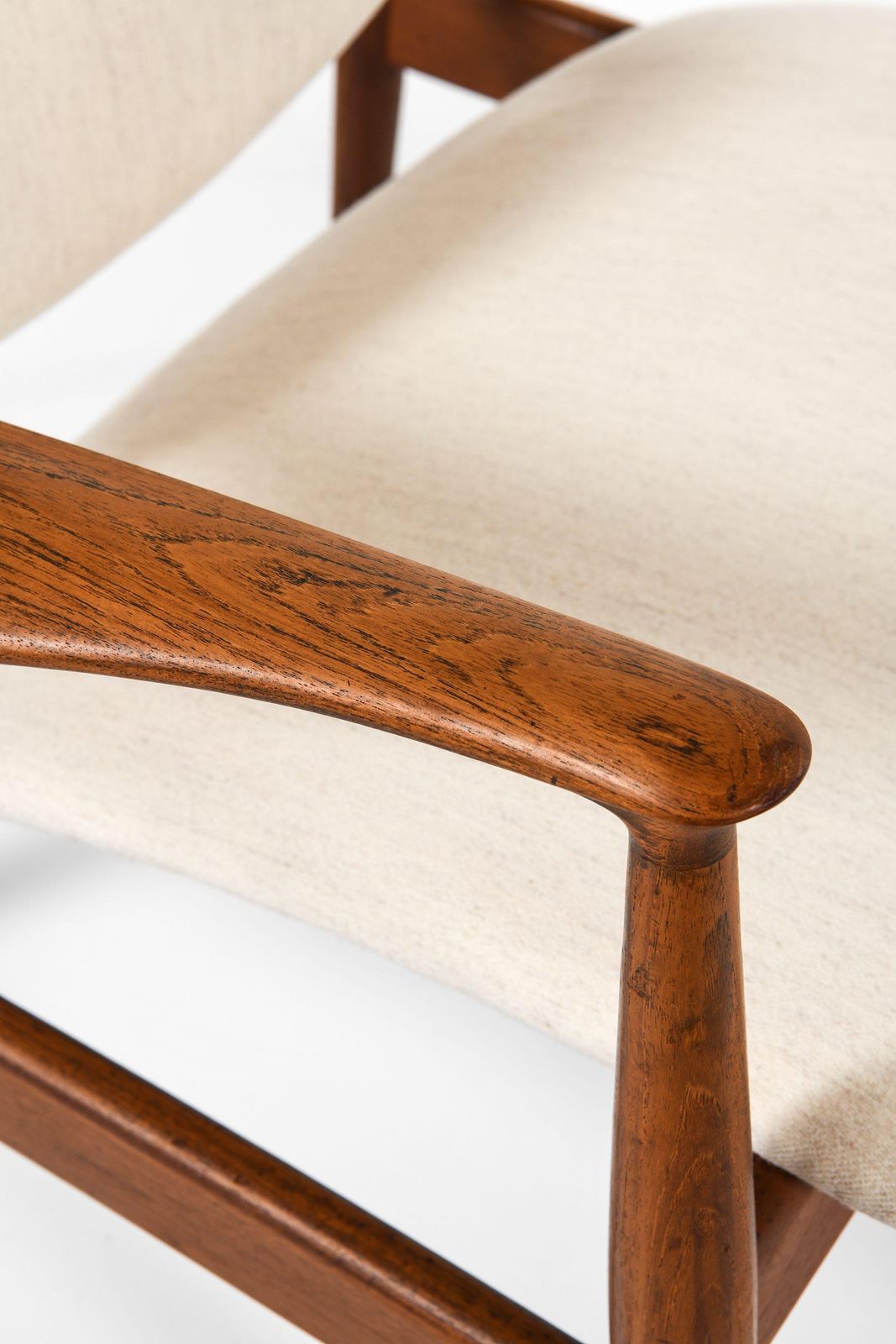 Pair Of Easy Chairs In Teak And Newly Reupholstered By Finn Juhl, 1956 photo buy