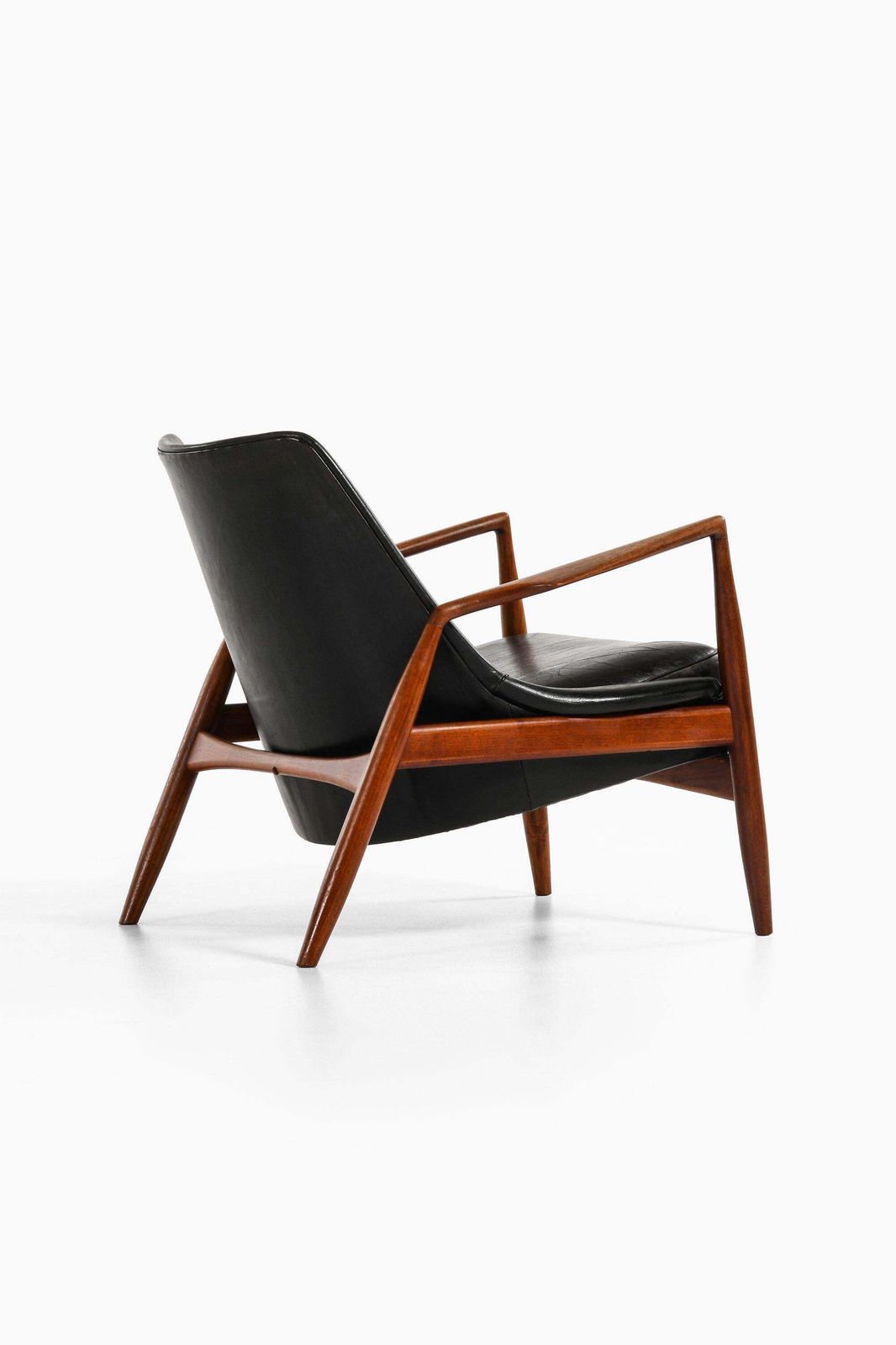 Pair Of Easy Chairs In Teak And Original Black Leather By Ib Kofod Larsen photo vinterior