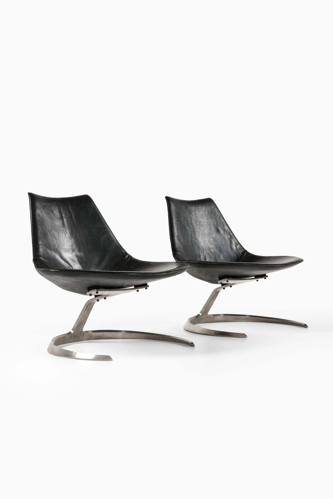 Preben Fabricius & Jørgen Kastholm Scimitar Easy Chairs Steel And Leather, 1960s photo for sale