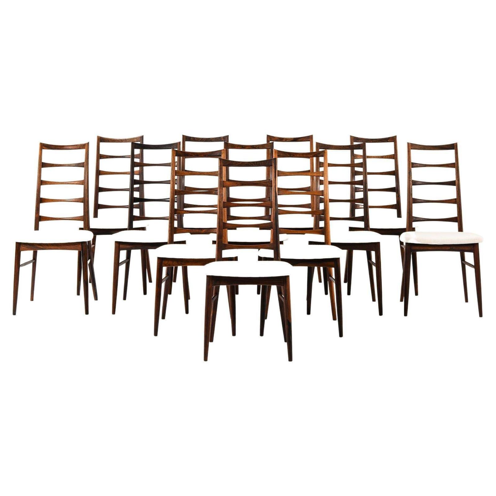 Set Of 12 Dining Chairs In Rosewood By Niels Kofoed, 1961