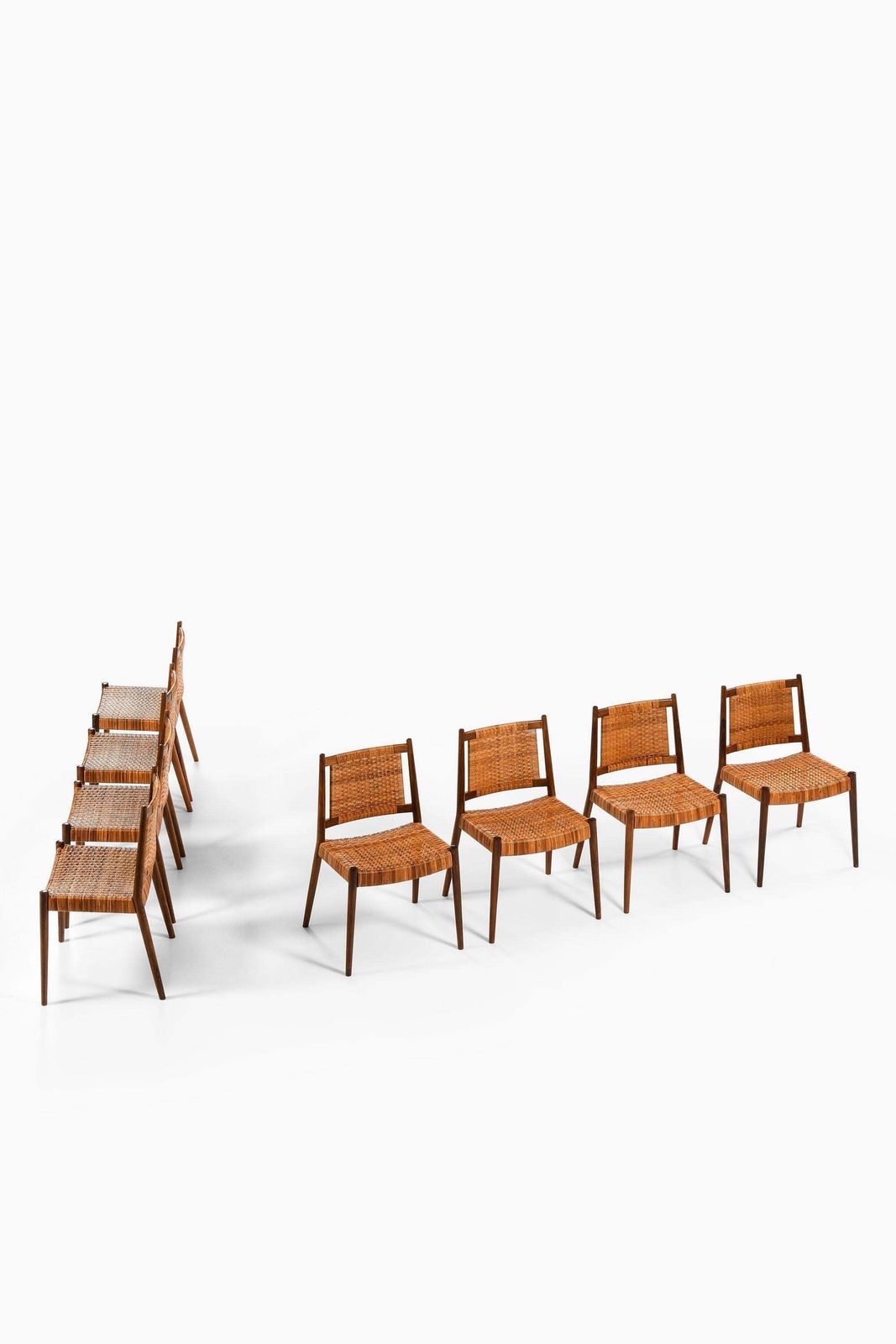 Set Of 8 Dining Chairs In Rosewood And Woven Cane By Steffan Syrach Larsen, 1960 photo furniture