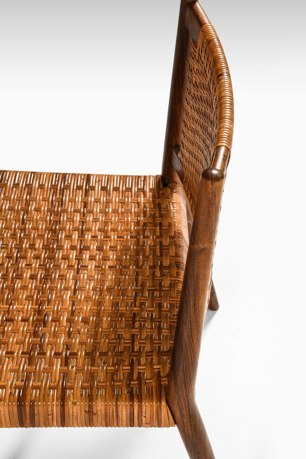 photo furniture Set Of 8 Dining Chairs In Rosewood And Woven Cane By Steffan Syrach Larsen, 1960