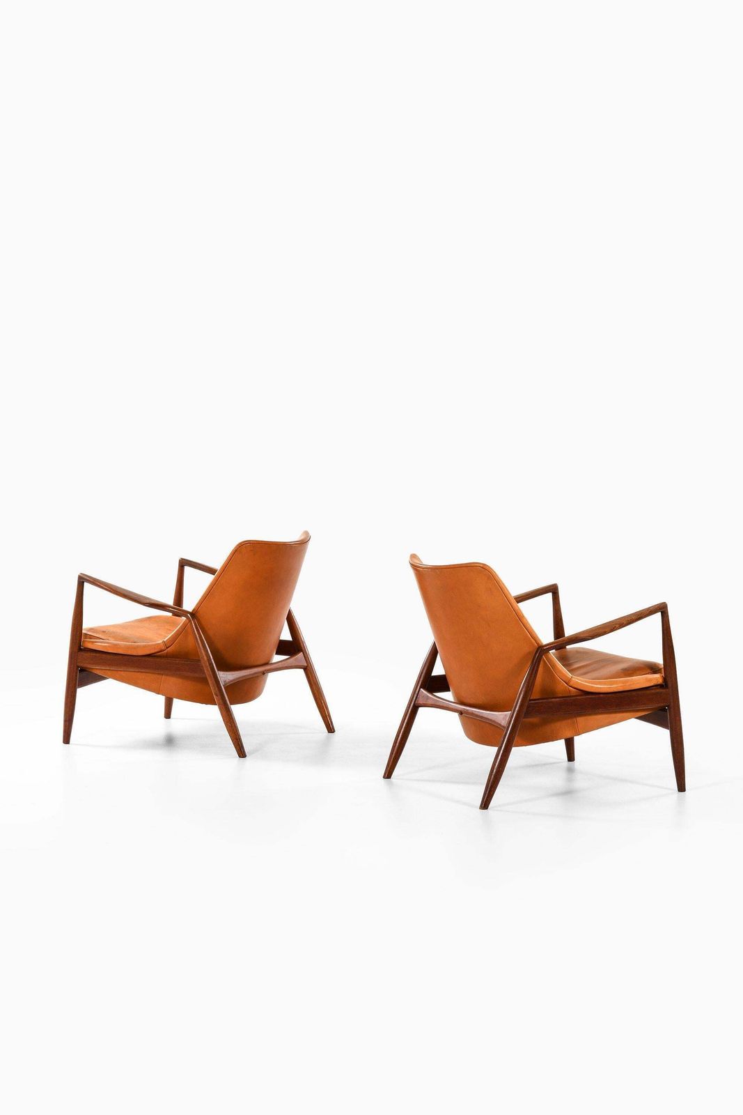Pair Of Easy Chairs In Teak And Leather By Ib Kofod Larsen, 1950s photo 63700.0