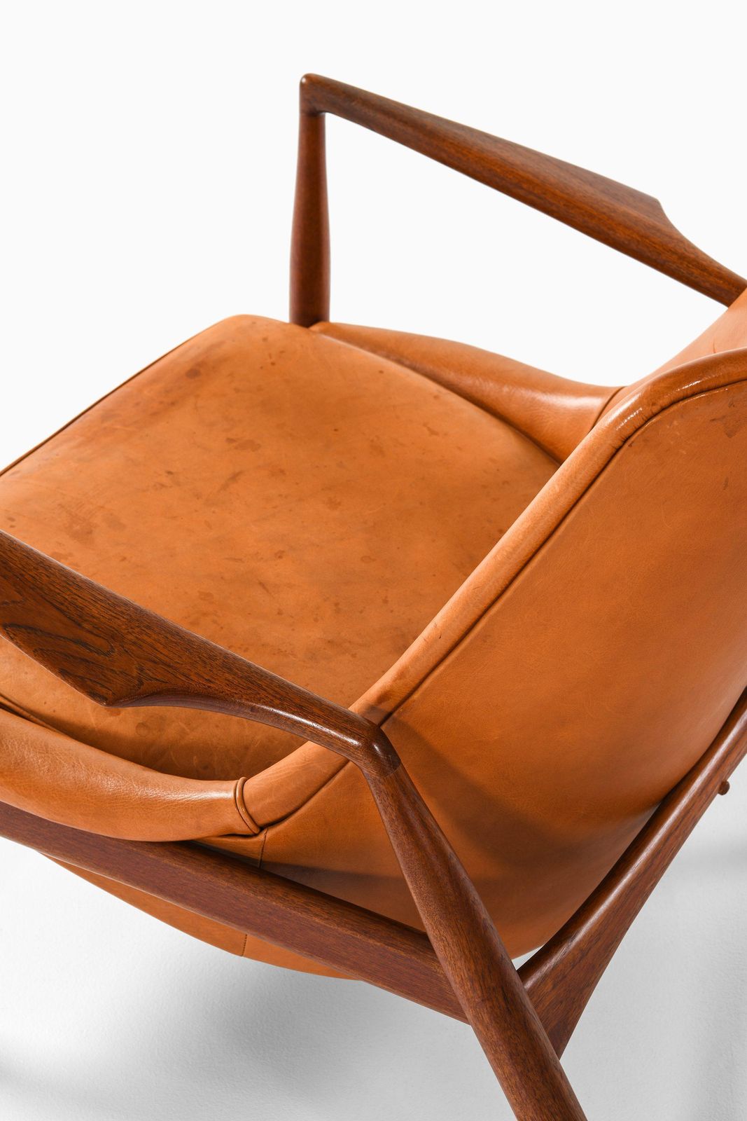 Furniture Pair Of Easy Chairs In Teak And Leather By Ib Kofod Larsen, 1950s photo