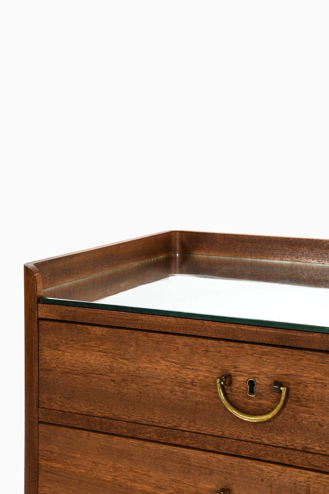 Vanity / Dressing Table In Walnut, Brass And Glass By Josef Frank, 1950's photo vinterior