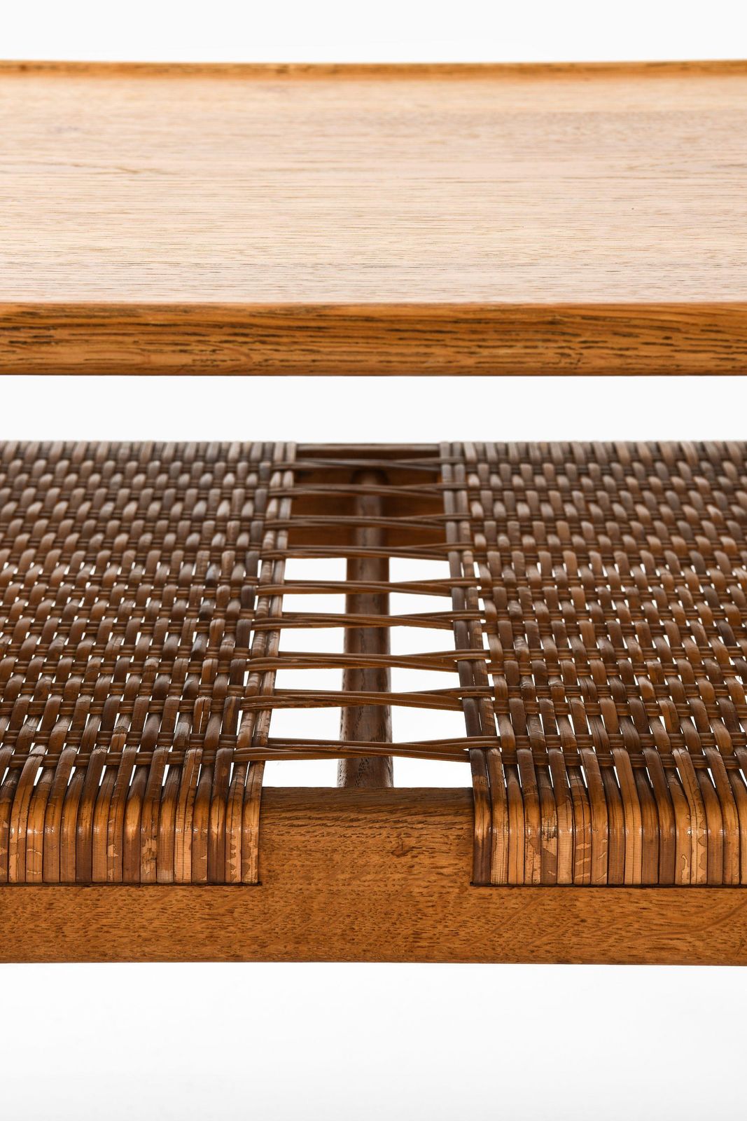 Coffee Table In Oak And Woven Cane By Hans Wegner, 1950's photo Furniture