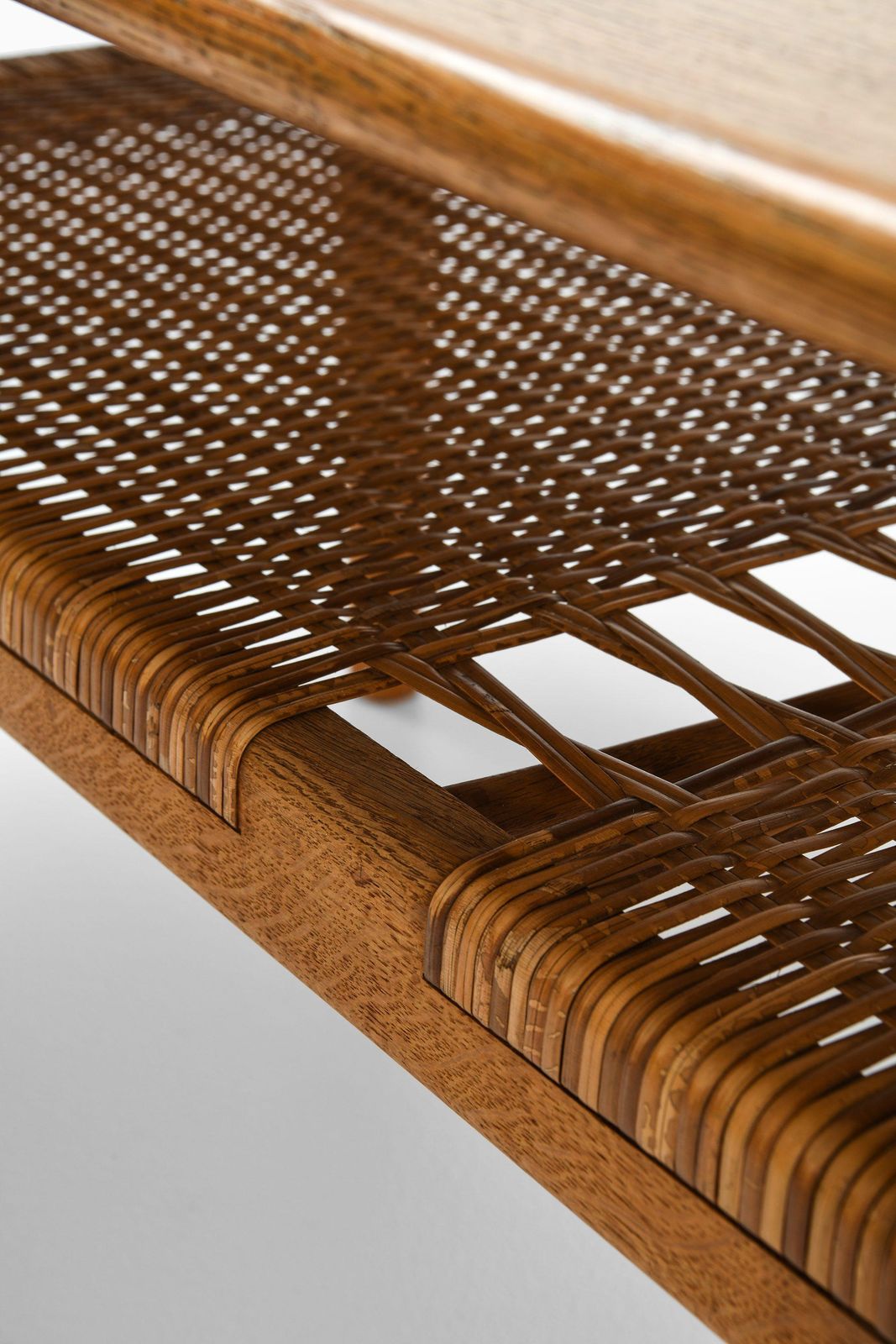 Coffee Table In Oak And Woven Cane By Hans Wegner, 1950's photo vinterior