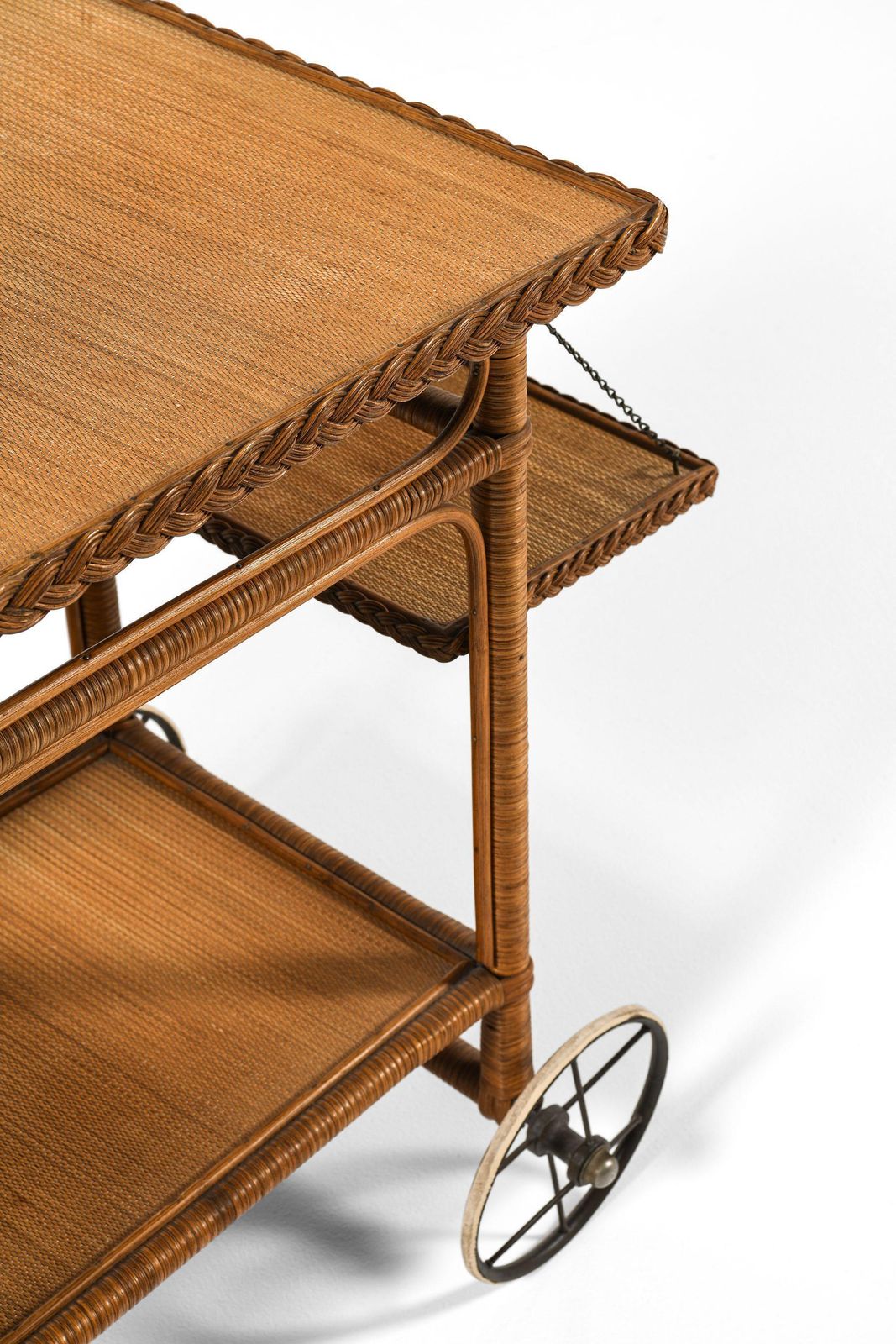 Trolley In Cane And Rattan By Robert Wengler, 1940's photo vintage