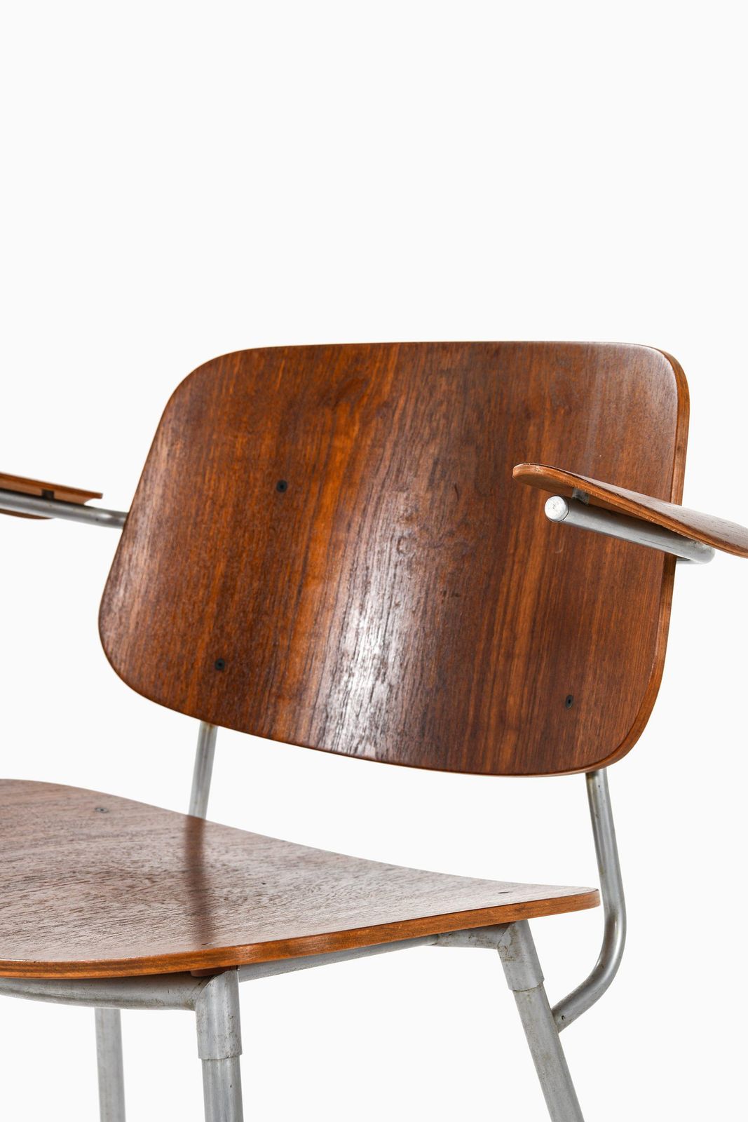 Set Of 6 Dining Chairs And 2 Armchairs In Teak With Steel By Børge Mogensen photo vinterior