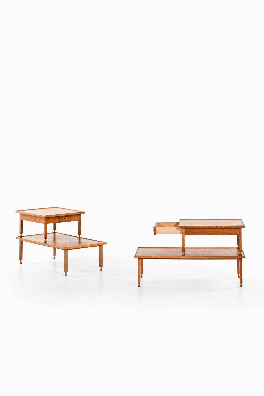 Pair Of Side Tables In Mahogany, Walnut And Brass By Josef Frank, 1950's photo furniture