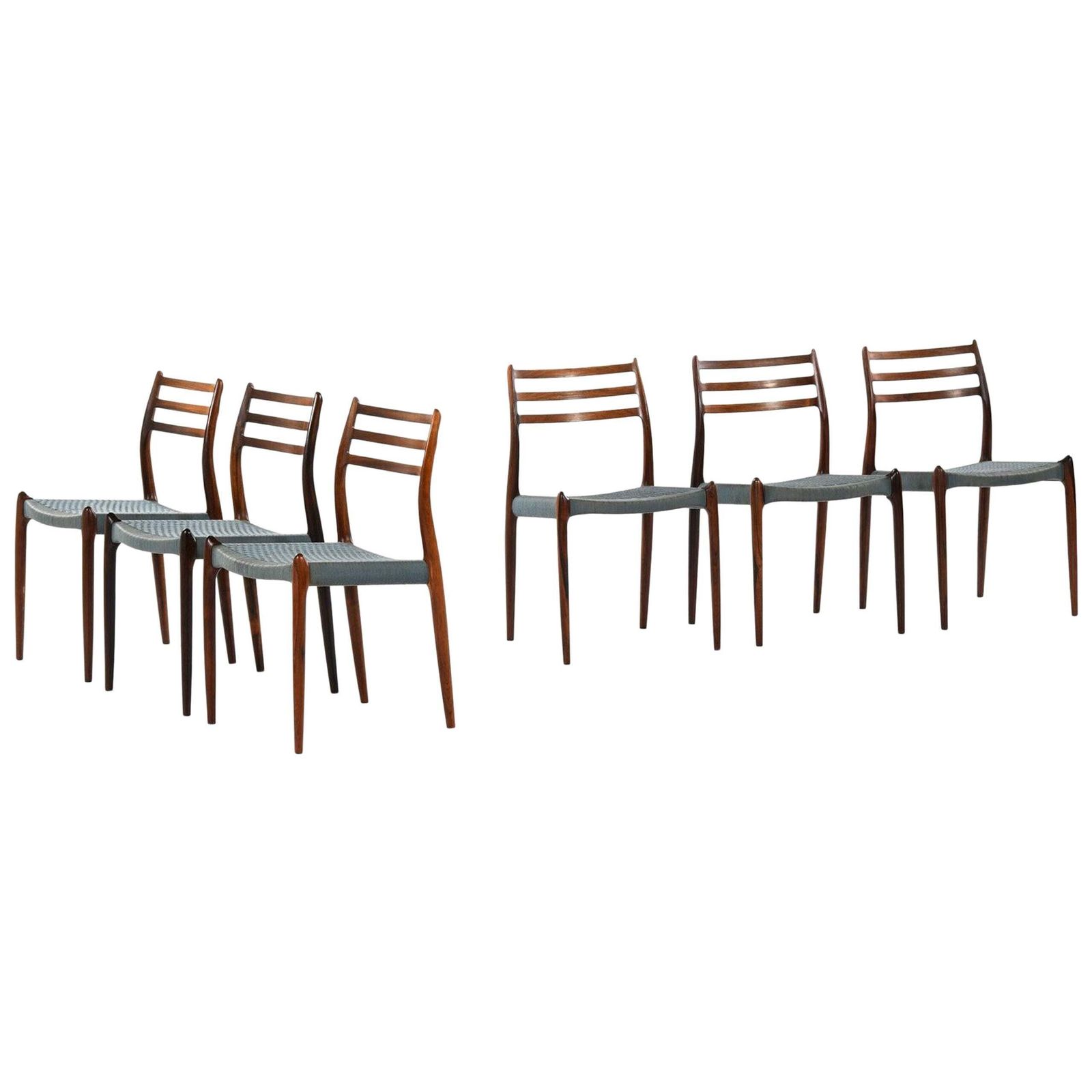Niels O. Møller Dining Chairs Model 78 Produced By J.L Møllers Møbelfabrik