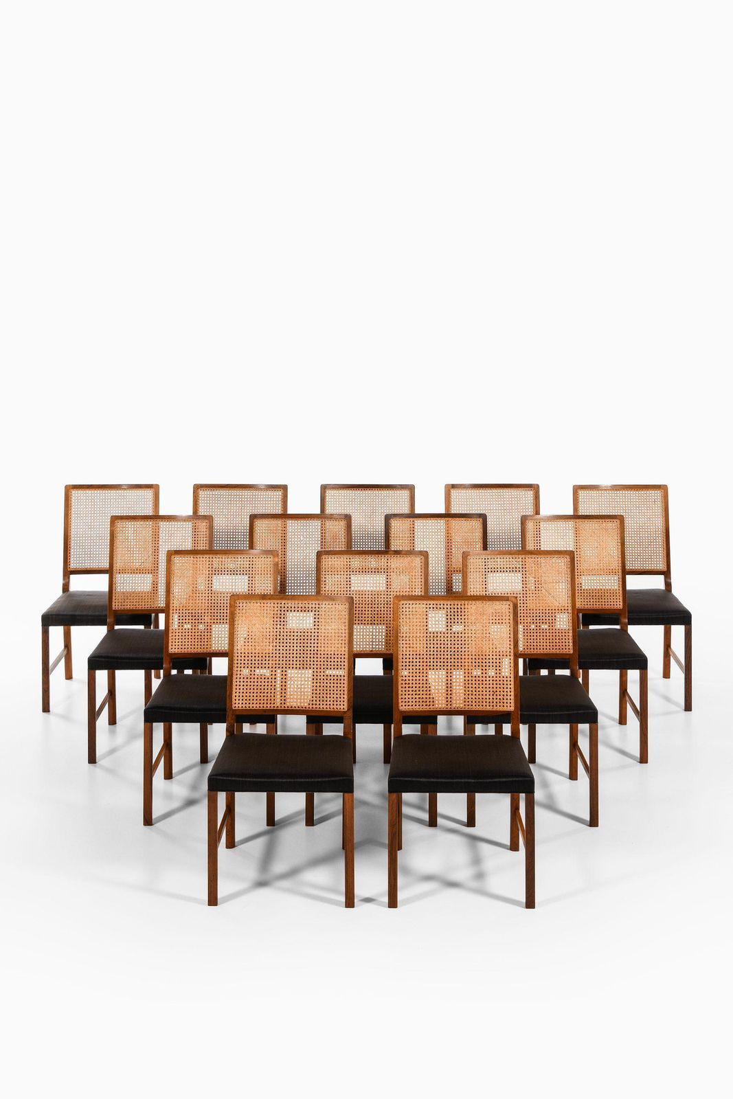 33549.0 Set Of 14 Dining Chairs In Rosewood And Cane By Bernt Petersen, 1960's photo
