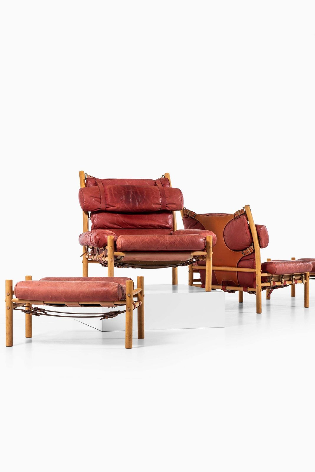 Arne Norell Inca Easy Chairs With Stools Produced By Arne Norell Ab In Sweden photo furniture