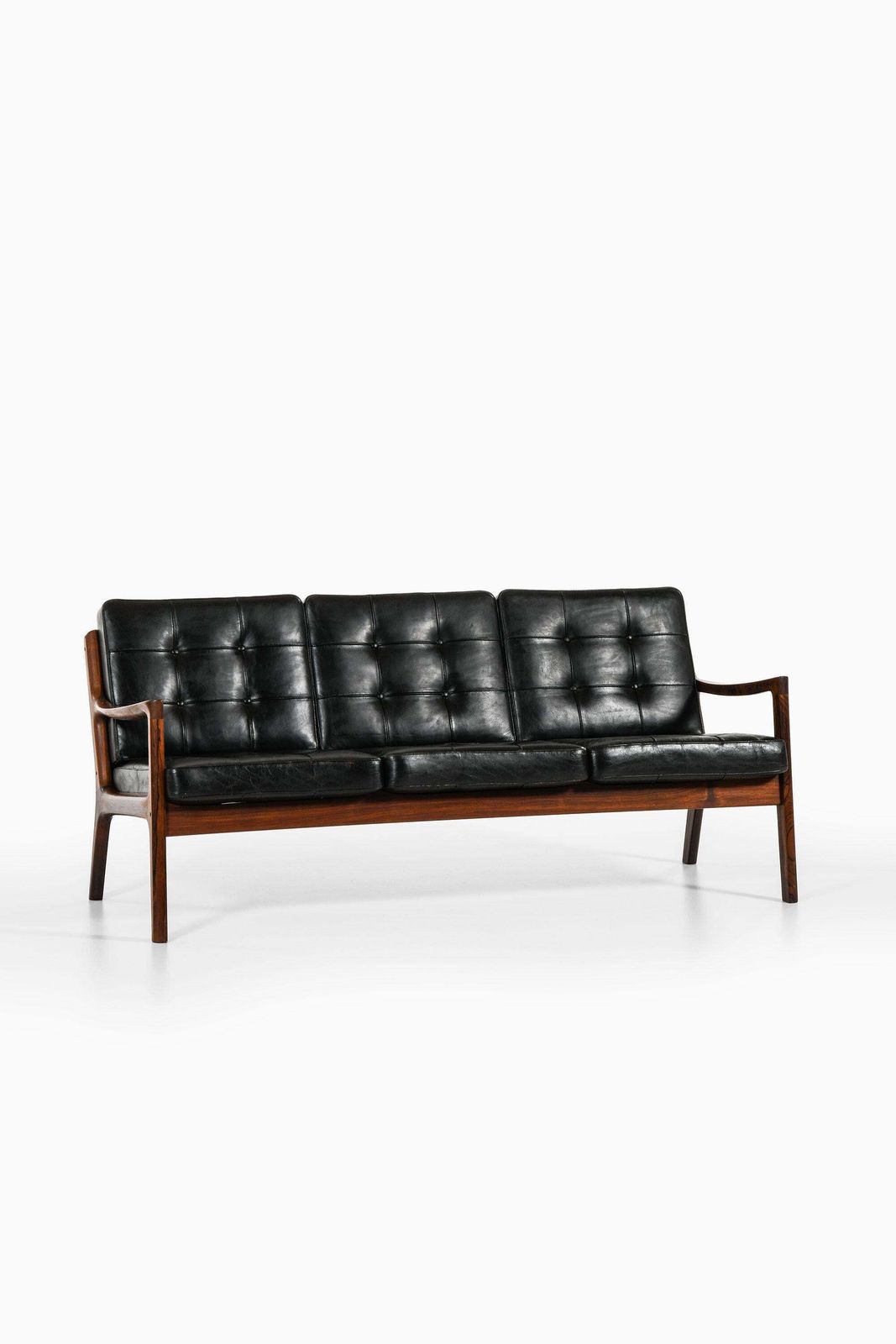 Sofa In Rosewood And Original Black Leather By Ole Wanscher, 1951 photo furniture