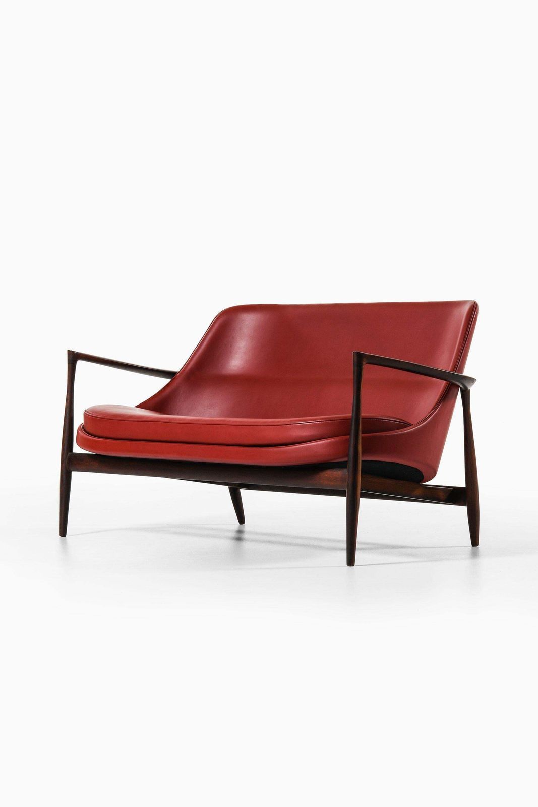 Sofa In Rosewood And Reupholstered In Burgundy Leather By Ib Kofod Larsen, 1956 photo furniture