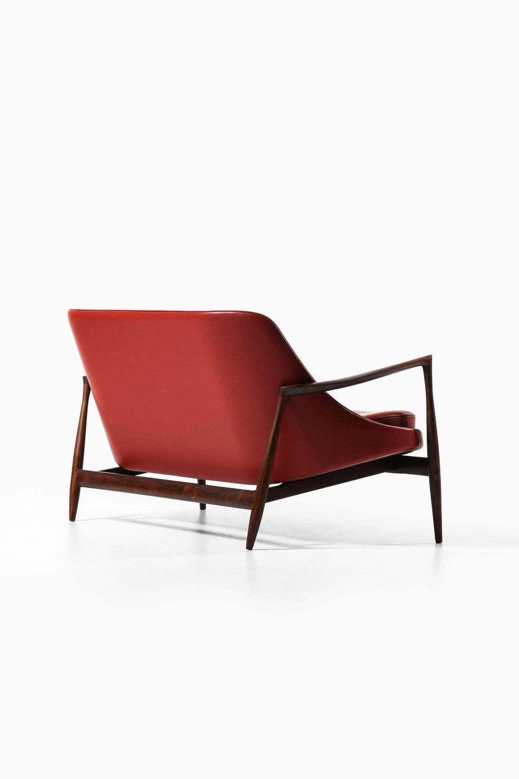 Sofa In Rosewood And Reupholstered In Burgundy Leather By Ib Kofod Larsen, 1956 photo vinterior