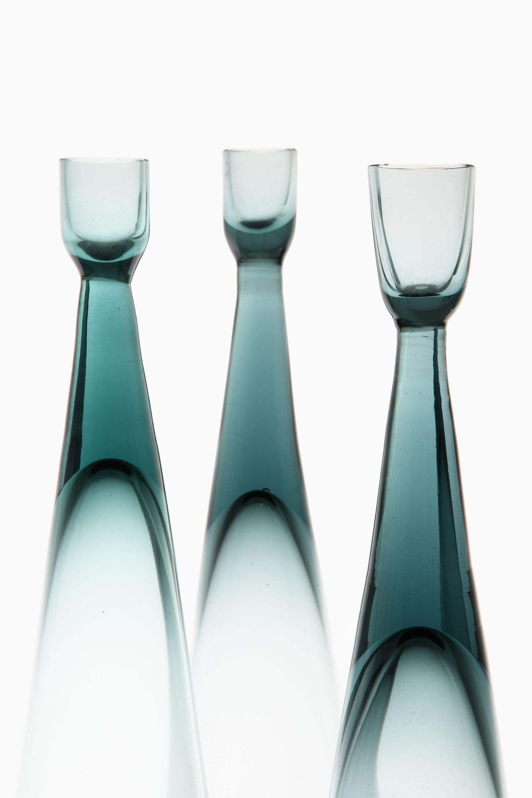 Set Of 3 Candlesticks In Glass By Bengt Edenfalk, 1960's photo Home Decor