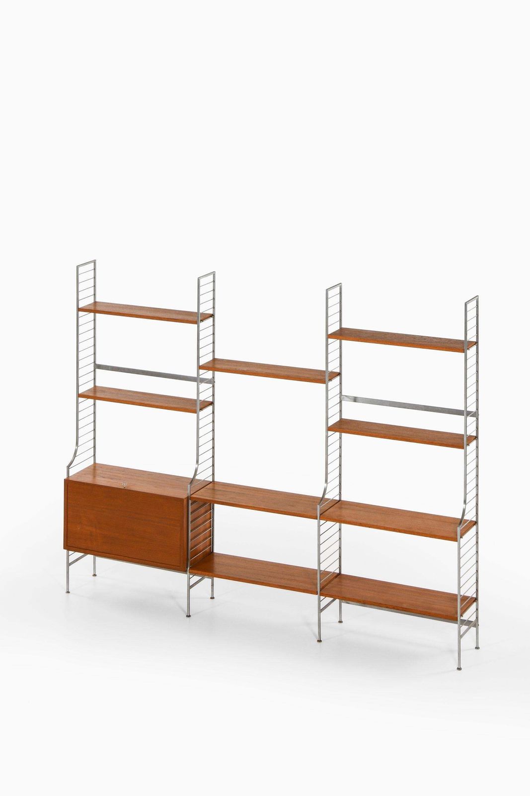 Large Bookcase In Teak And Chromed Steel By Nils Strinning, 1960's photo for sale