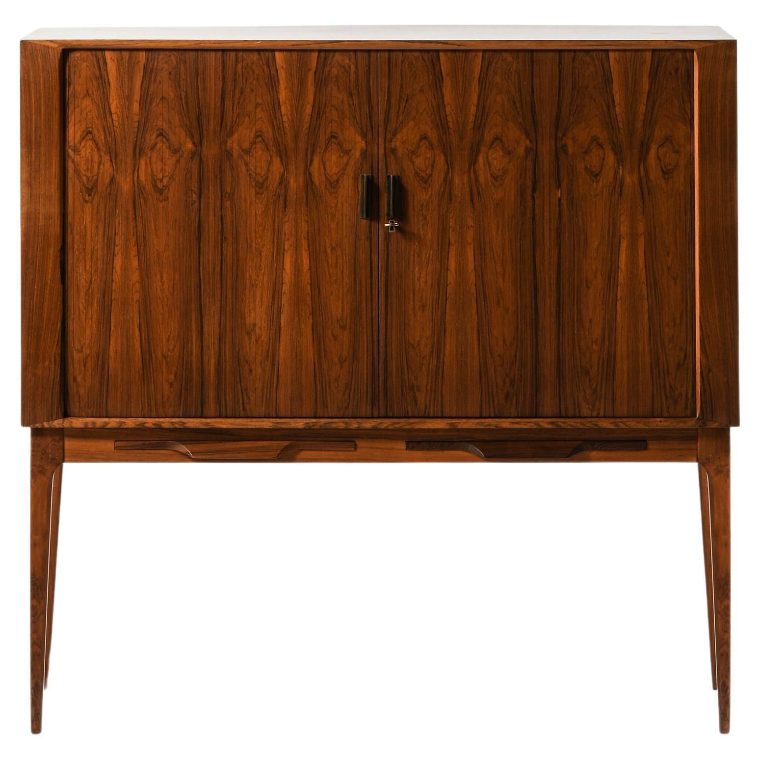 Bar Cabinet With Tambour Doors In Rosewood And Brass By Kurt østervig, 1960's