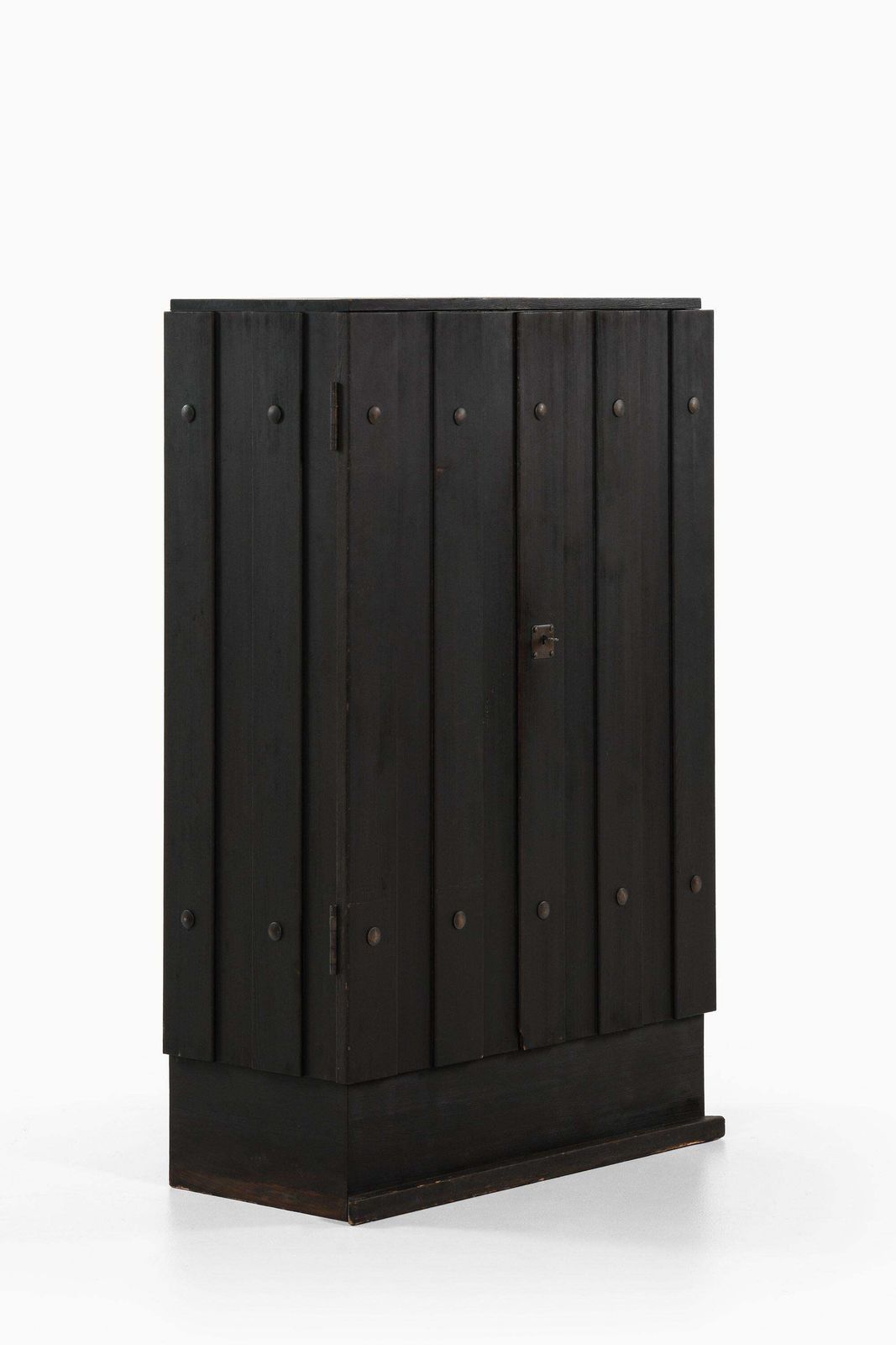 Unique Cabinet In Black Pine With Iron Fittings By Axel Einar Hjorth, 1930's photo for sale