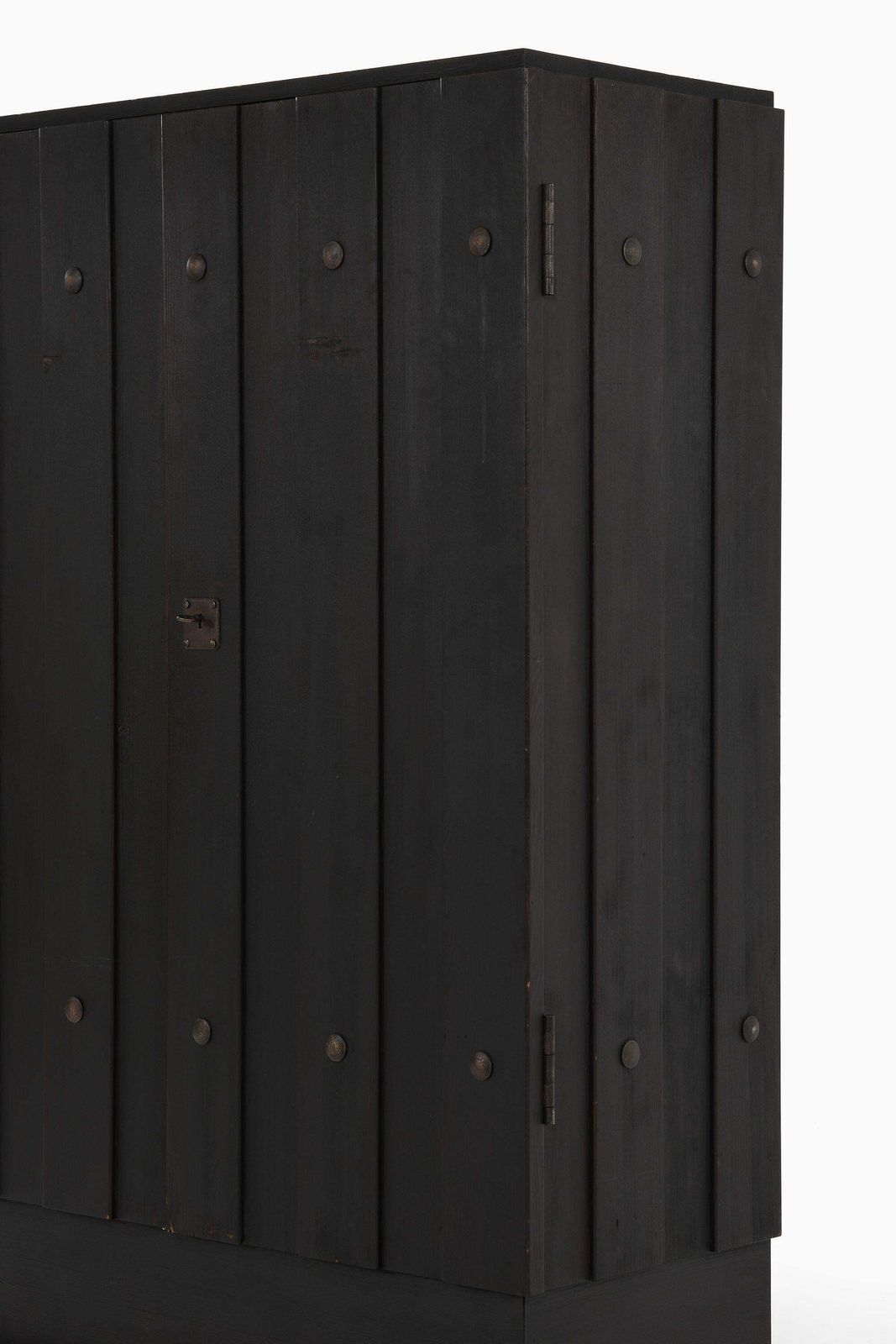 Unique Cabinet In Black Pine With Iron Fittings By Axel Einar Hjorth, 1930's photo vintage