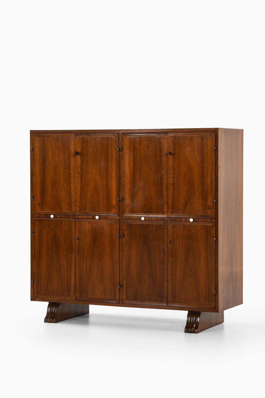 Rare Bar Cabinet In Walnut And Brass, 1930's photo for sale