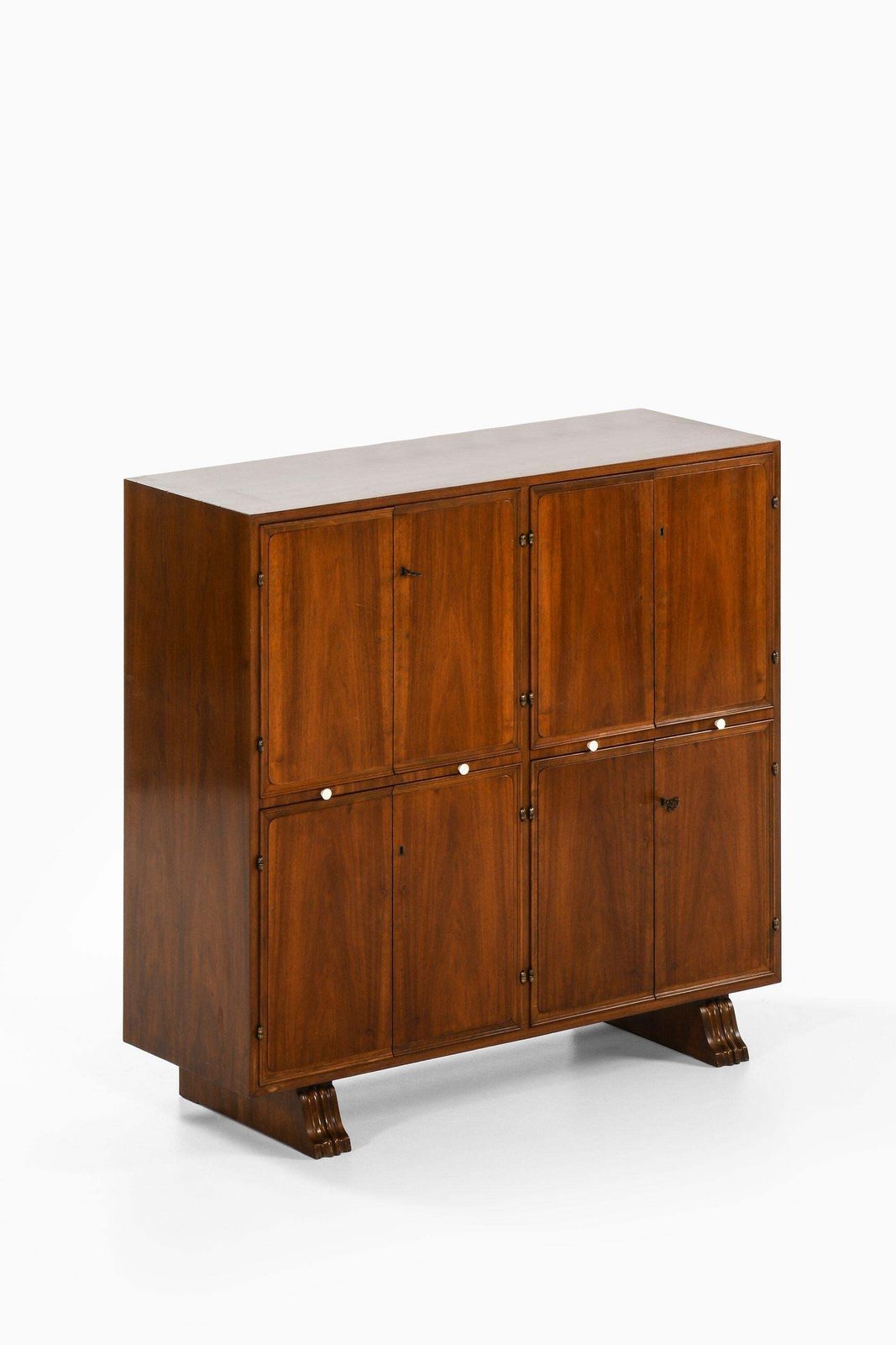 Rare Bar Cabinet In Walnut And Brass, 1930's photo Furniture