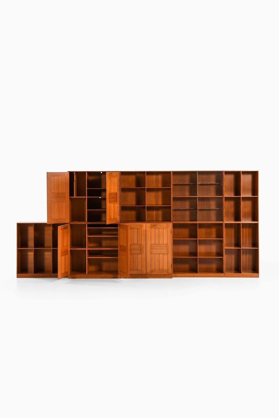 Large Set Of Bookcases In Oregon Pine, Glass By Mogens Koch, 1933 photo for sale