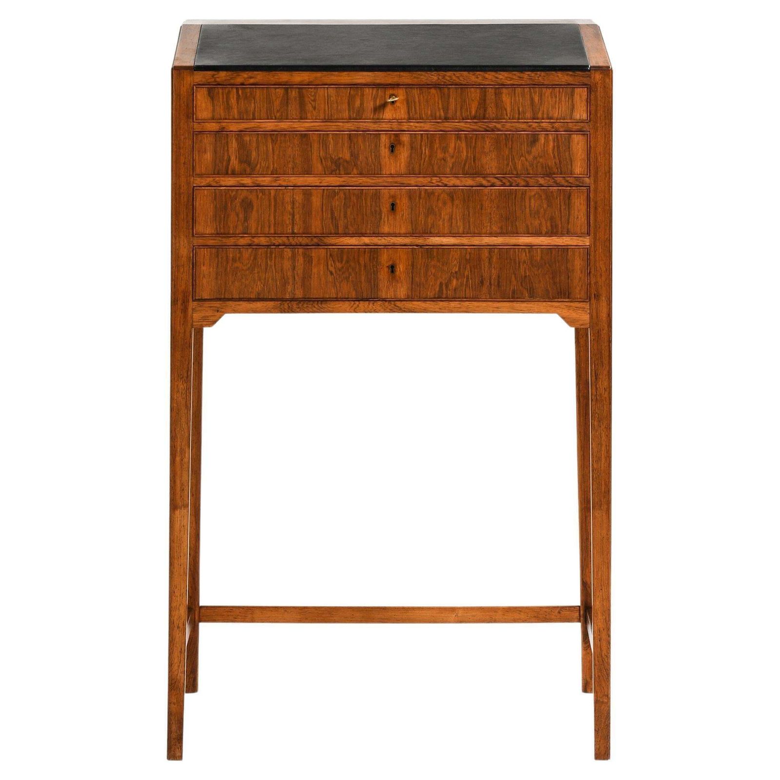 Freestanding Cabinet In Rosewood, Brass And Leather By Frits Henningsen, 1950's