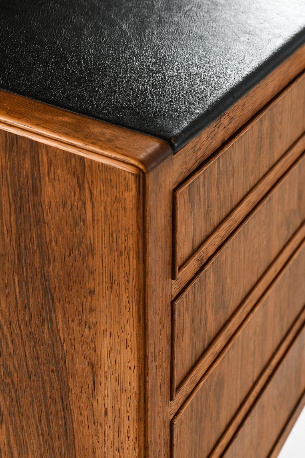 photo for sale Freestanding Cabinet In Rosewood, Brass And Leather By Frits Henningsen, 1950's