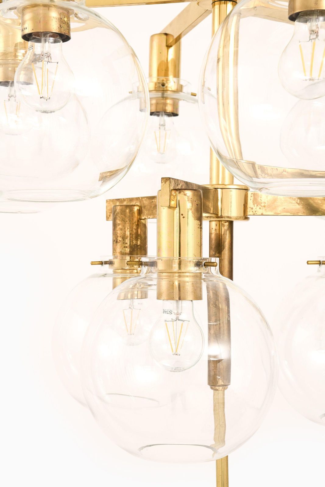 Small Ceiling Lamp Chandelier In Brass And Glass By Hans Agne Jakobsson, 1950's photo furniture