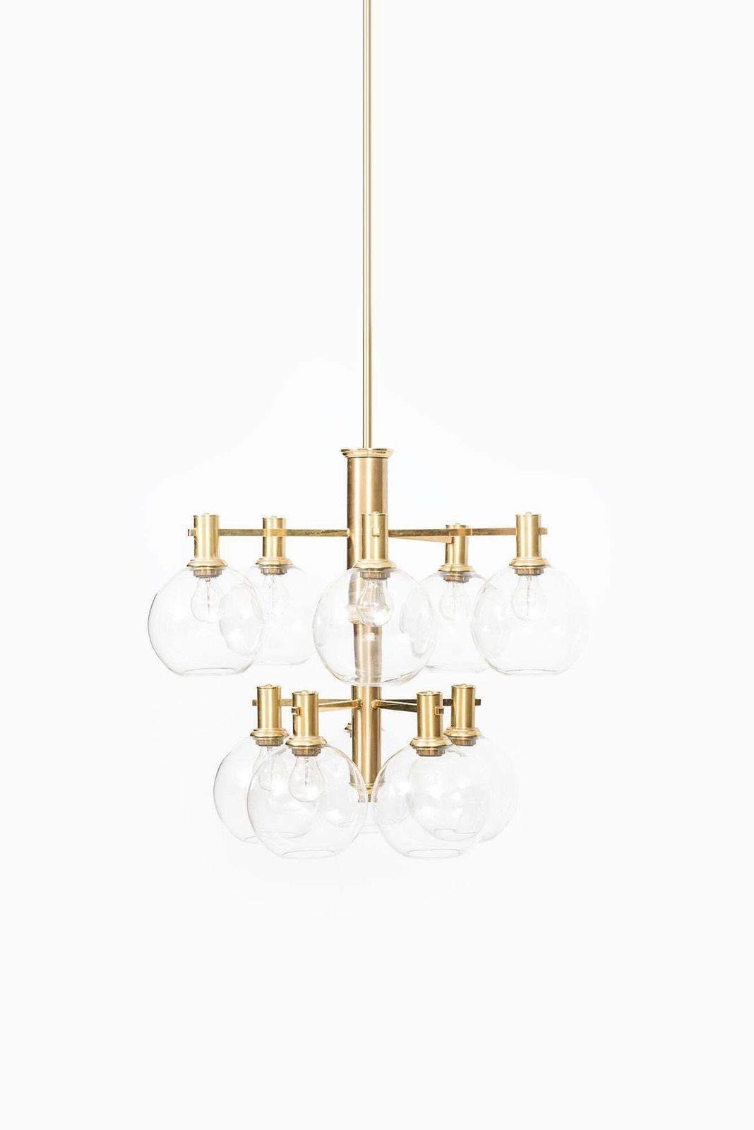 Erik Wärnå Ceiling Lamp In Brass And Glass By Ewå In Sweden photo for sale