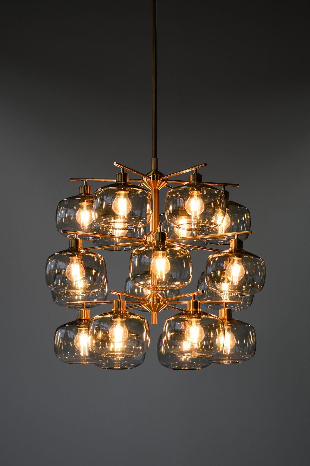 Large Ceiling Lamp In Brass And Glass By Holger Johansson, 1952 photo 16562.0