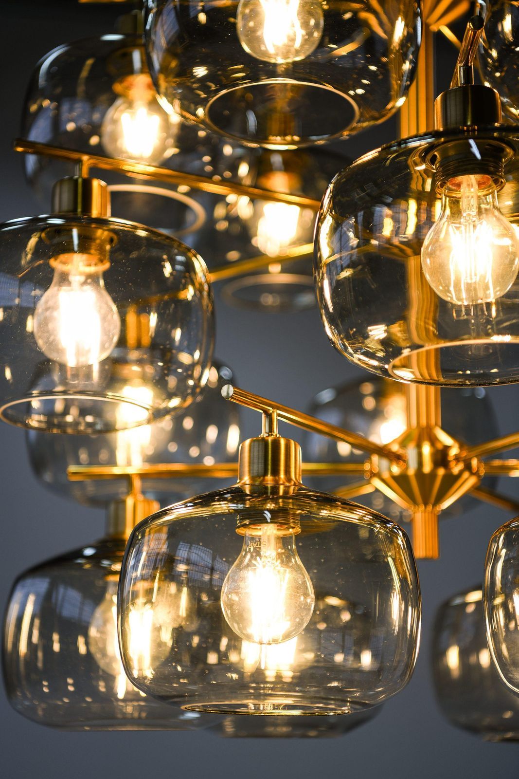 Lighting Large Ceiling Lamp In Brass And Glass By Holger Johansson, 1952 photo