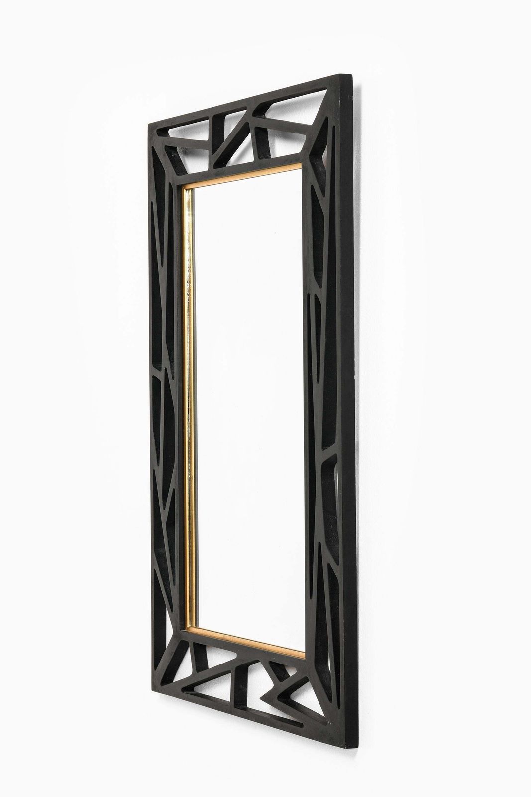 Konkret Mirror In Black Lacquered Wood Attributed To Yngve Ekström, 1950's photo furniture