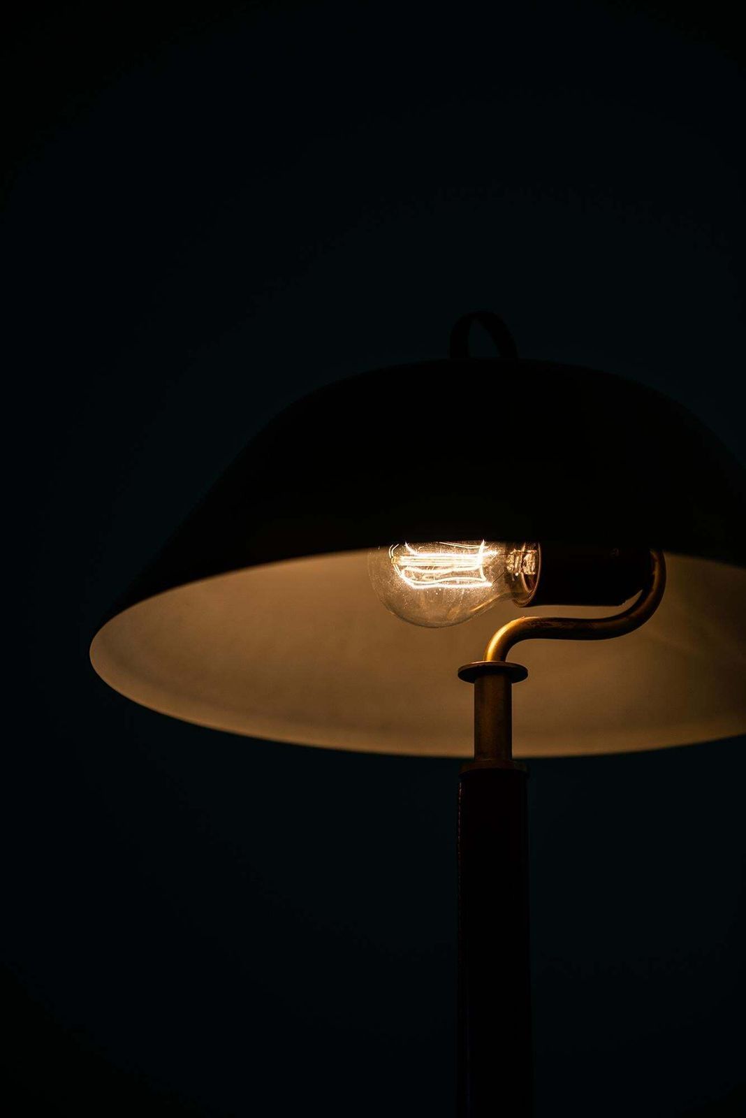 Table Lamp In Brass And Leather Produced By Falkenbergs Belysning In Sweden photo vinterior