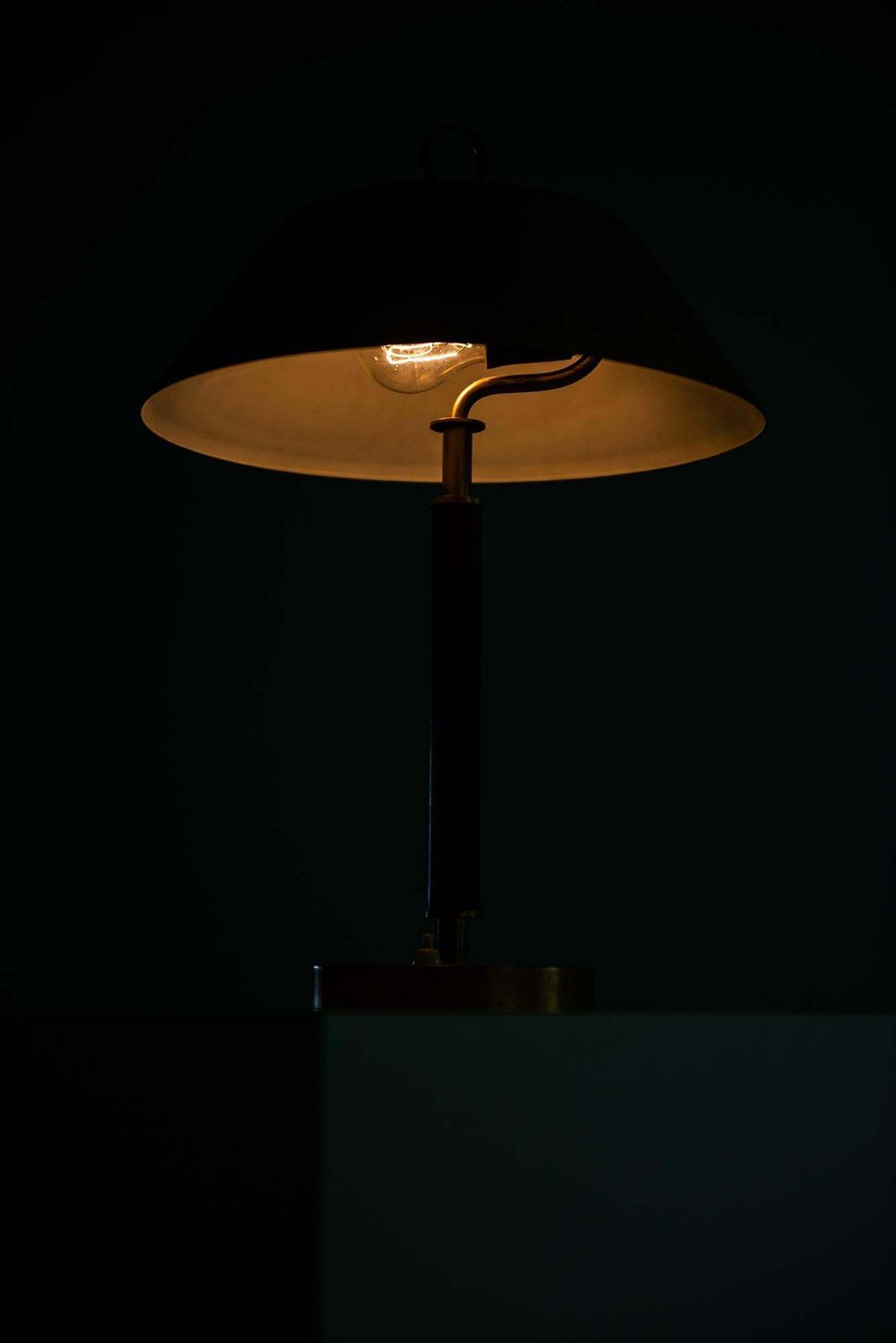 Table Lamp In Brass And Leather Produced By Falkenbergs Belysning In Sweden photo vintage
