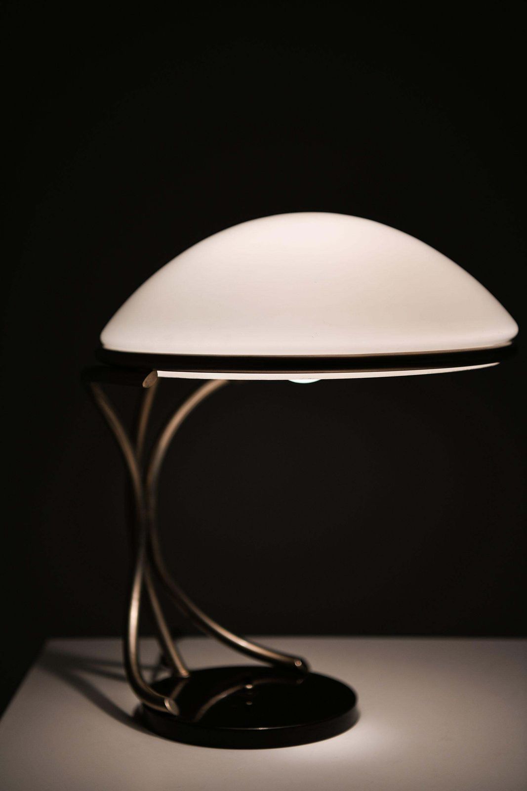 Rare Art Deco Table Lamp In Glass And Pewter, 1930's photo vinterior