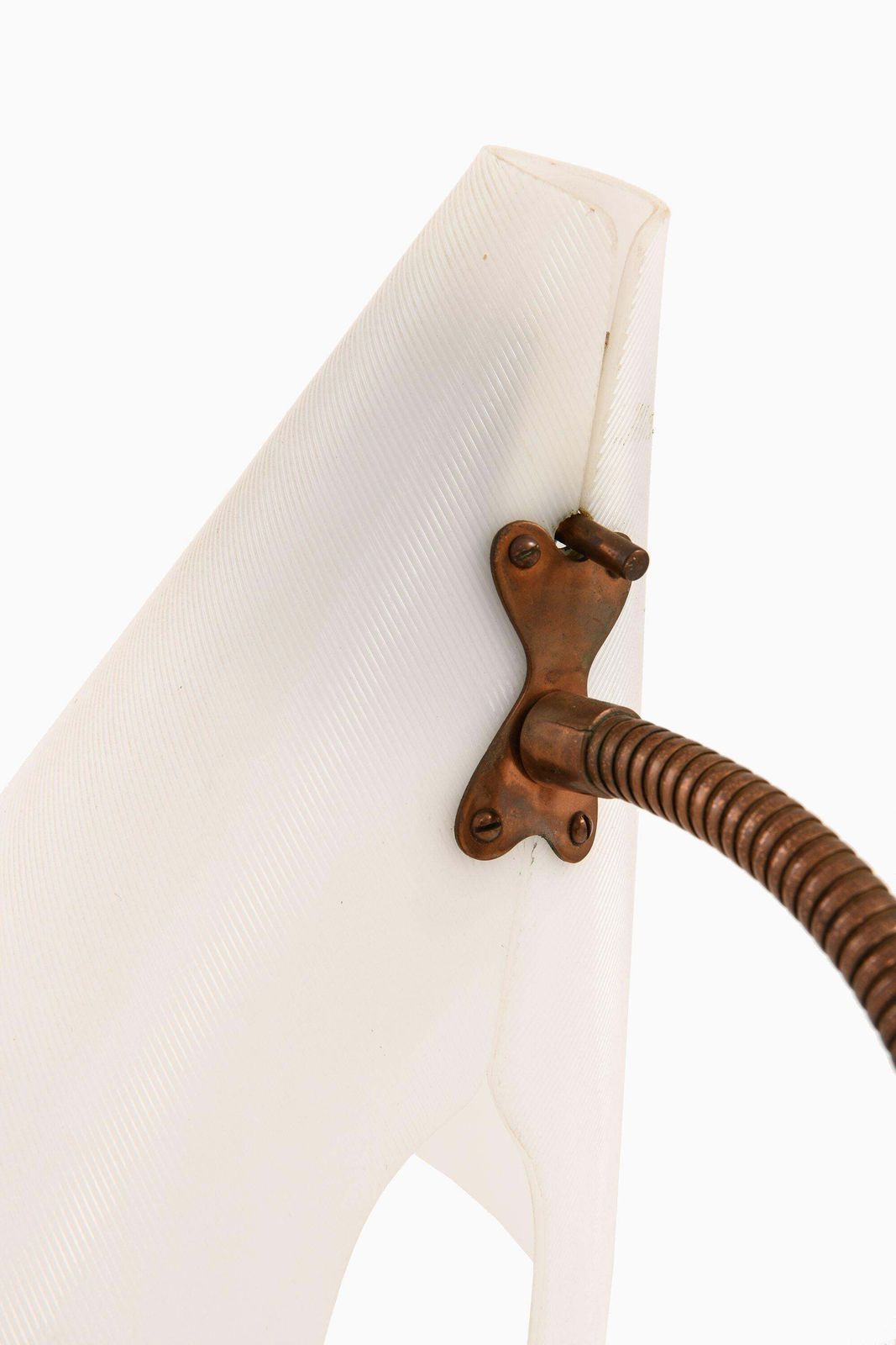 Rare Floor Lamp In Black Lacquered Metal, Brass And White Plastic, 1950’s photo for sale