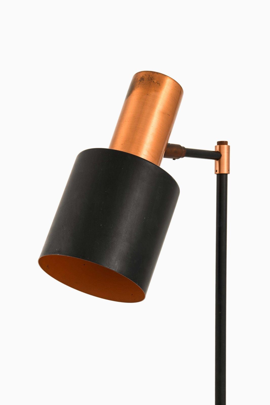 Floor Lamp In Black Lacquered Metal, Copper And Teak By Jo Hammerborg, 1950's photo furniture