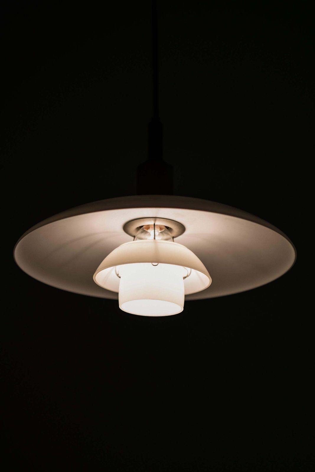 Ceiling Lamp In Brass And Opaline Glass By Poul Henningsen, 1930's photo for sale
