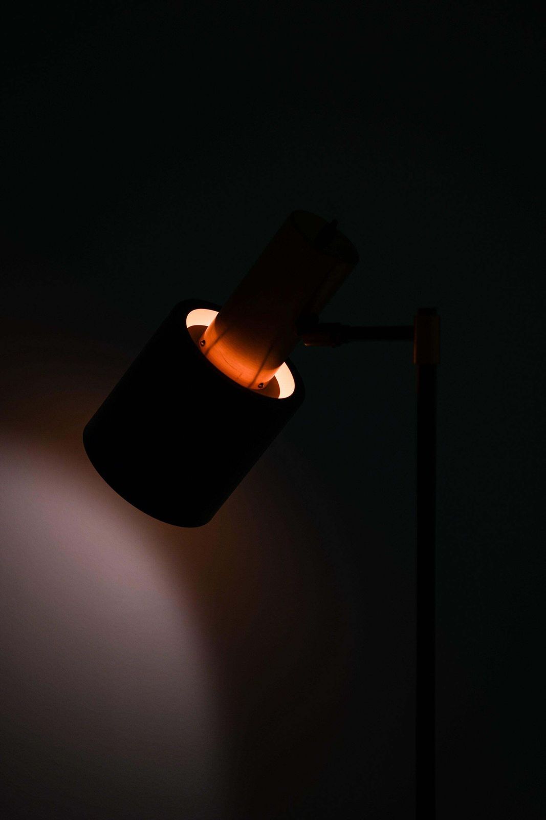 Floor Lamp In Black Lacquered Metal, Copper And Teak By Jo Hammerborg, 1950's photo 2973.0
