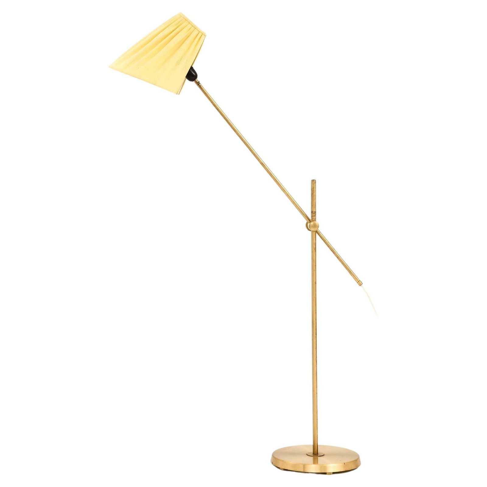 Floor Lamp In Brass And Fabric Attributed To Hans Bergström, 1950's