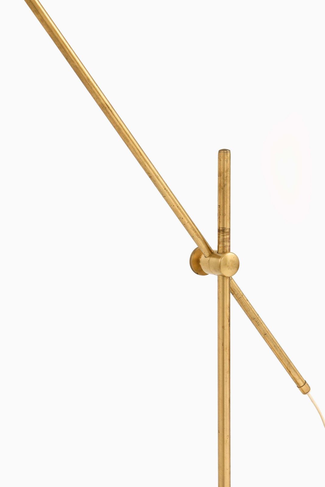 Floor Lamp In Brass And Fabric Attributed To Hans Bergström, 1950's photo for sale